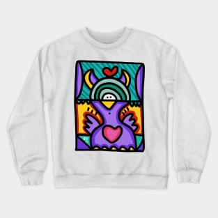 Purple Graffiti Bird Character Crewneck Sweatshirt